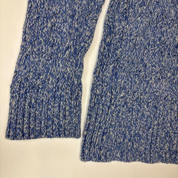 LL Bean Cable Knit Cardigan Button Up Womens L Pet. Blue Fisherman Coastal Grand - Picture 3 of 10